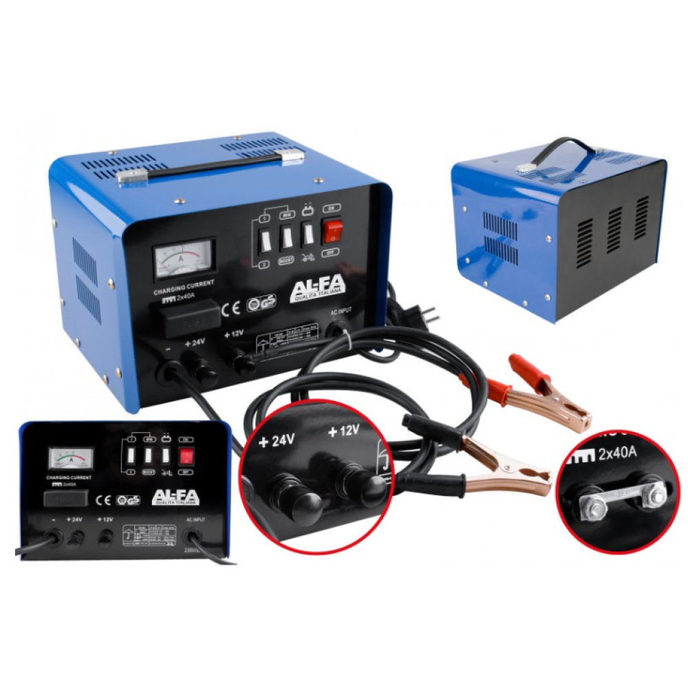 Зарядне автомобільне+пускове ALFA ALCC7 12V/24V