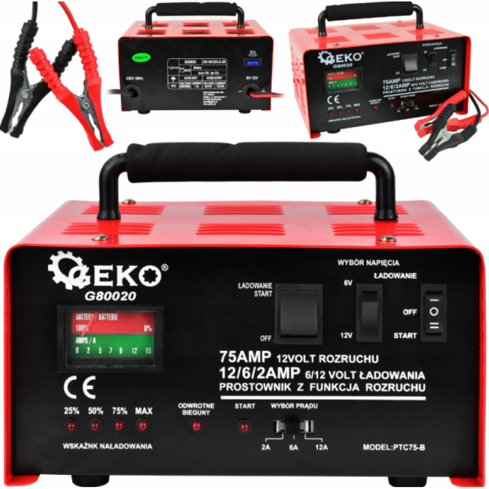 Пускозарядний пристрій 6-12В 75А GEKO G80020