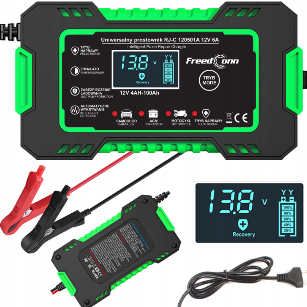 Интеллектуальное зарядное устройство импульсное FREEDCONN RJ-C 120501A 12В 6А