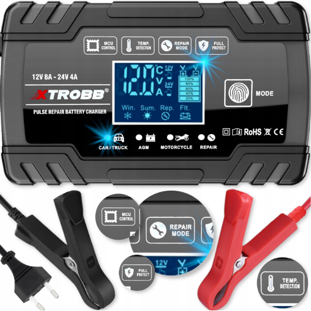 Интеллектуальное зарядное устройство импульсное X-TROBB PRO-09 12-24В