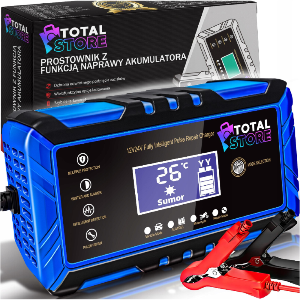 Интеллектуальное зарядное устройство импульсное TOTAL TS234 12-24В
